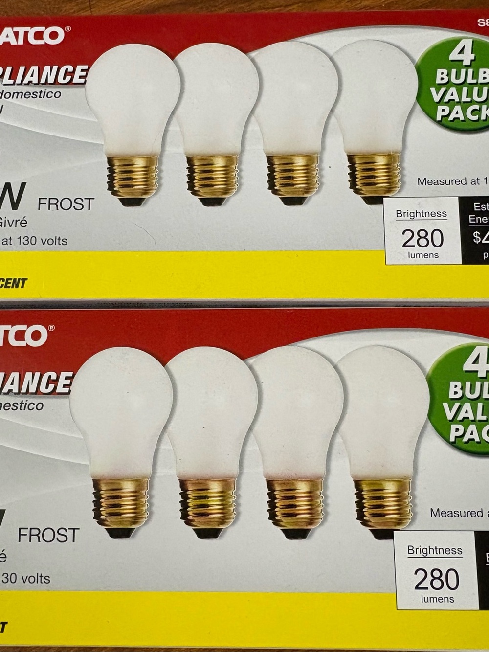 2 packs Satco A15 incandescent appliance Bulb 4-Pack - 40W frost